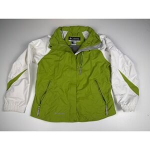Columbia Omni-Tech Snow Rain Jacket Womens Medium Lime Green White Lightweight